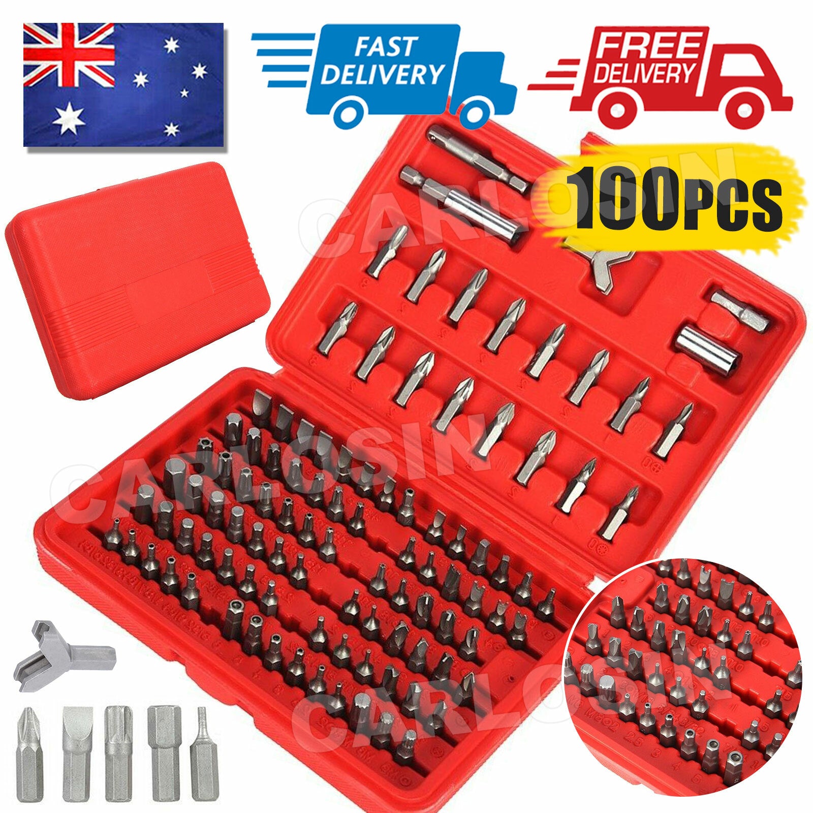 100pc Security Bit Set Tamper Proof Torx Star Hex Screwdriver