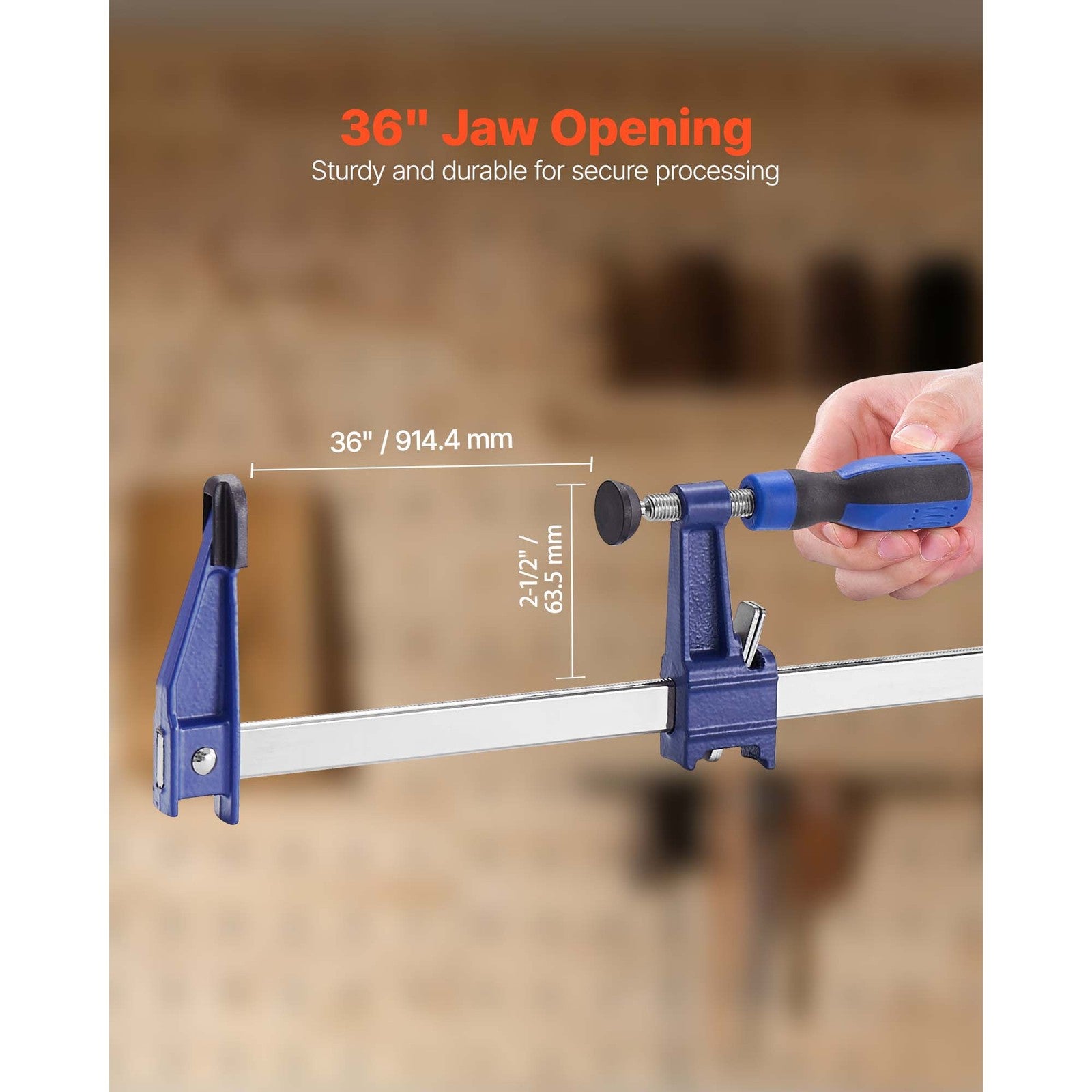 Uimoso Woodworking Bar Clamps 2-Pcs 91.4cm Opening Lockable F Clamp Cast Iron