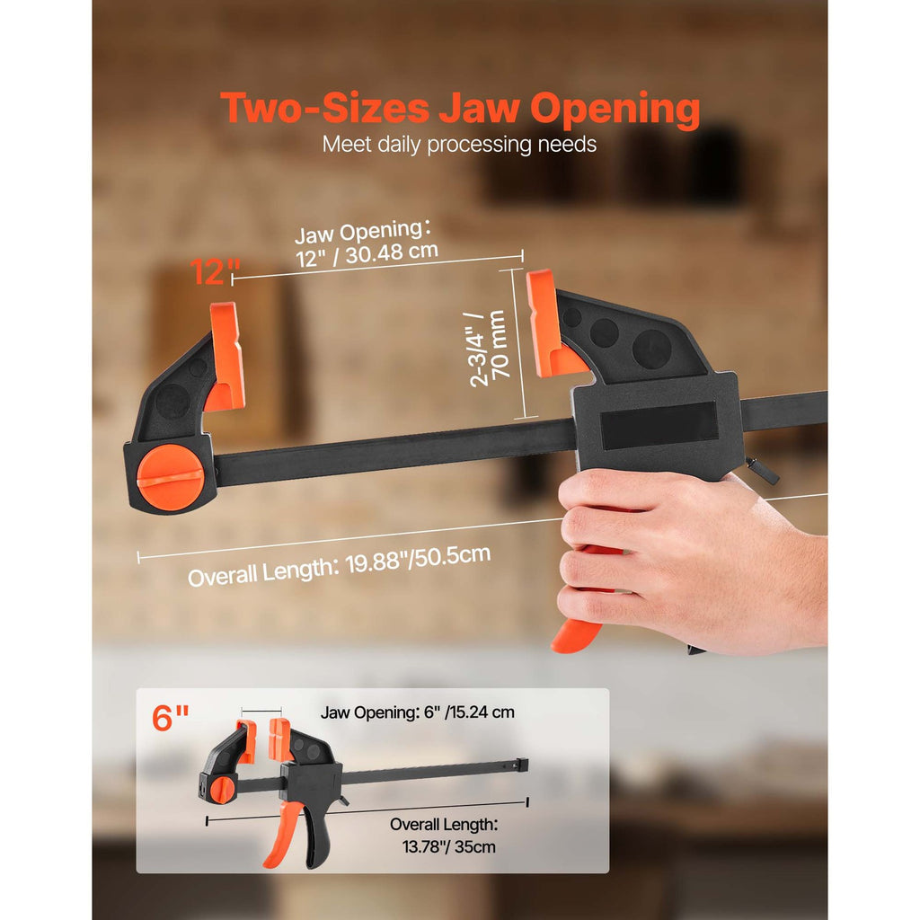 Uimoso Woodworking Bar Clamps Set: 2x 30.48cm & 2x 15.24cm Clamp/Spreader