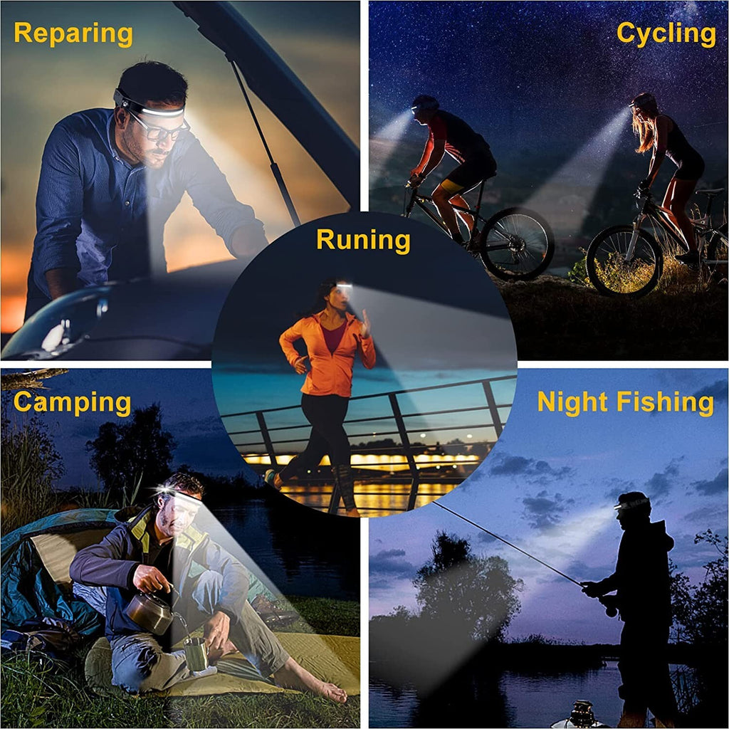 Waterproof COB LED Headlight – Motion Sensor for Running, Fishing & Travel