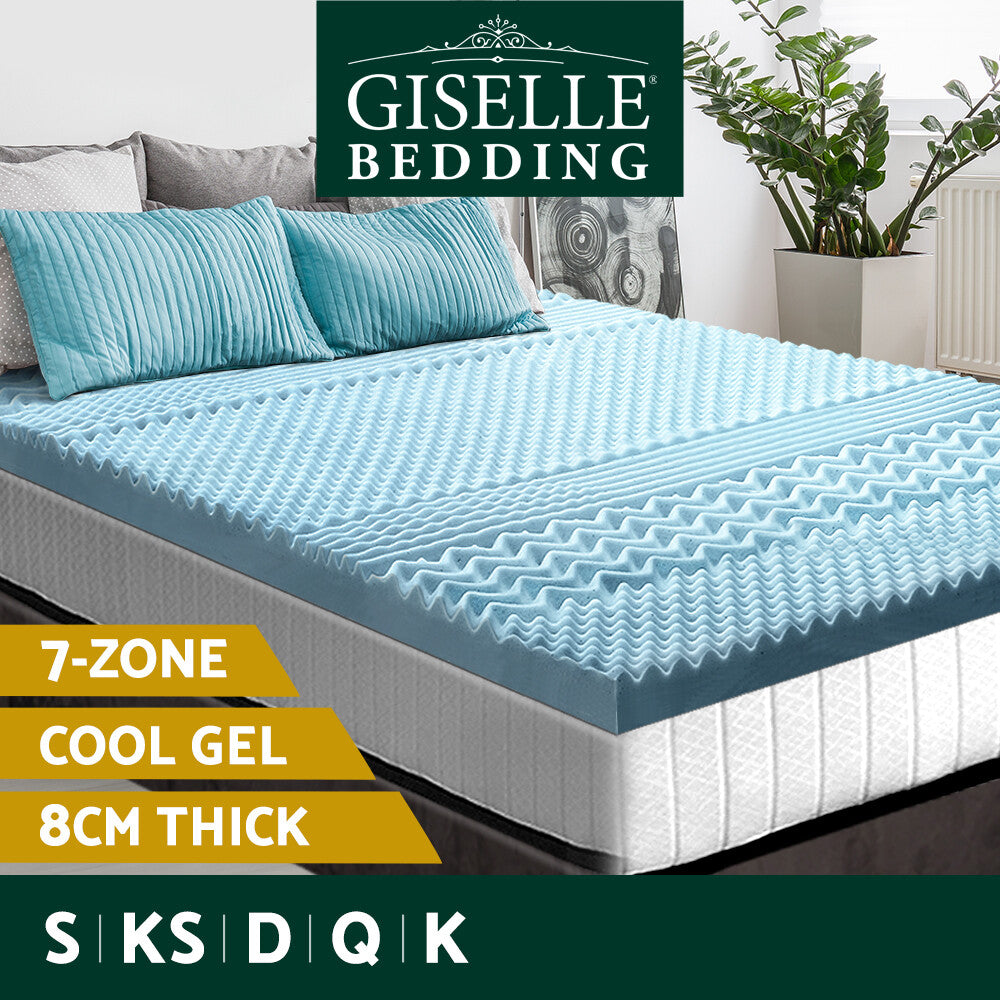8cm Memory Foam Mattress Topper Cool Gel Bamboo 7-Zone
