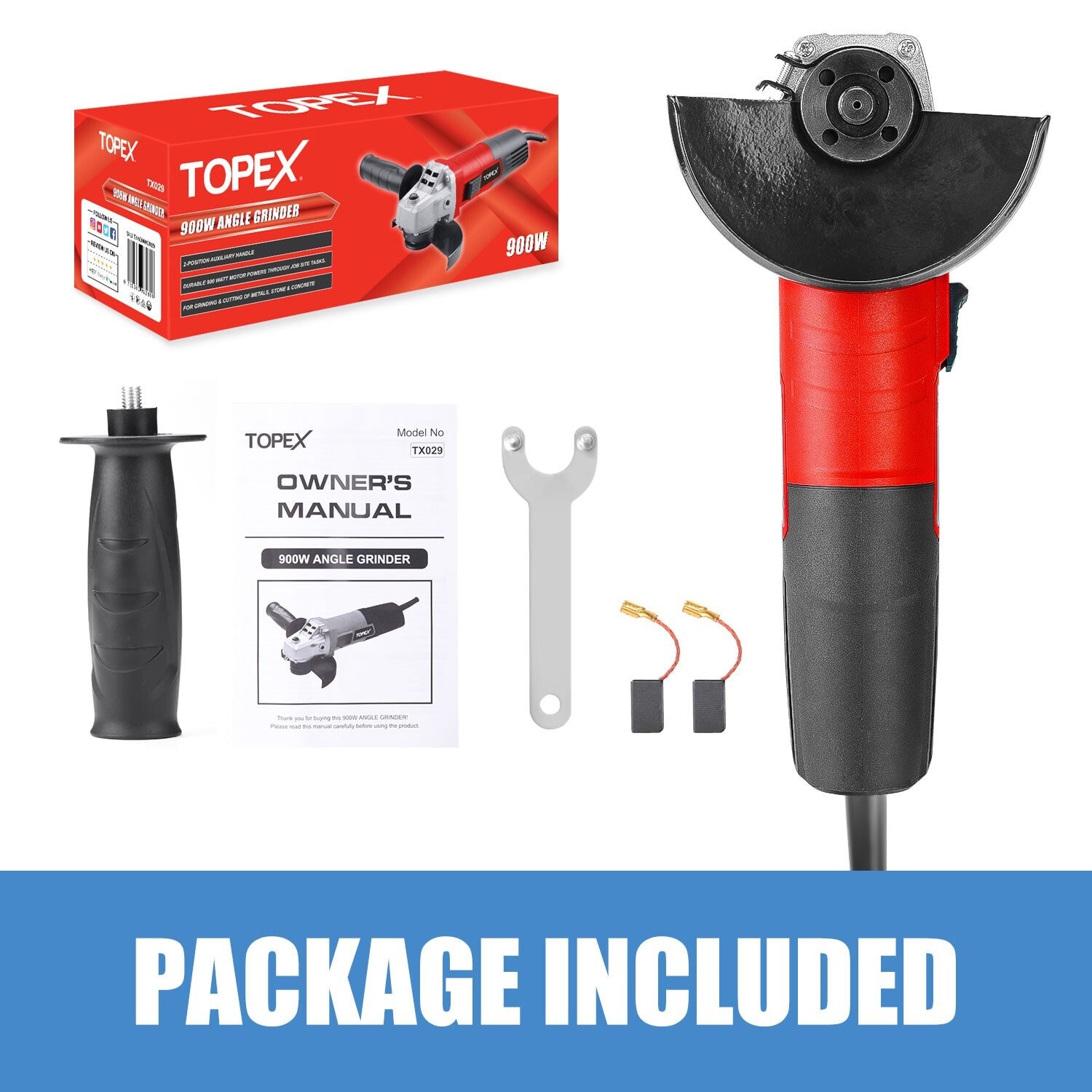 900W Angle Grinder – 125mm Heavy Duty with Side Handle