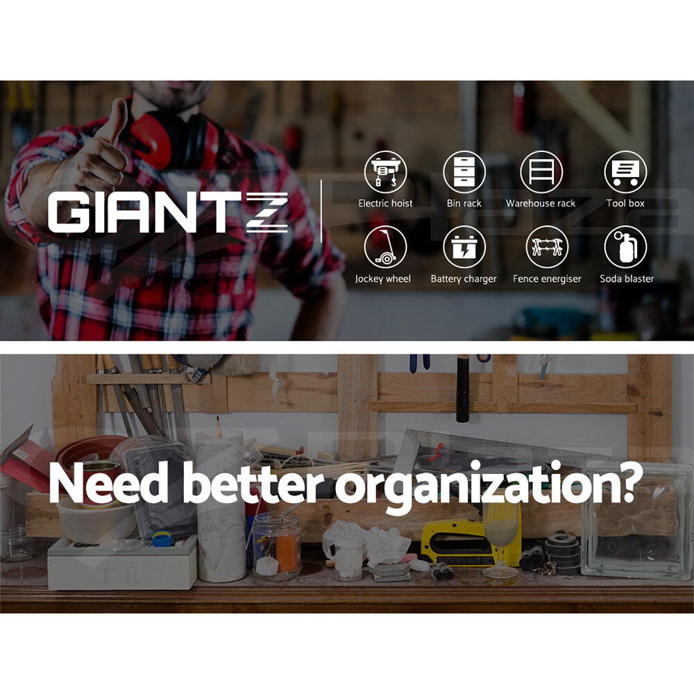 Giantz 30 Storage Bin Rack Wall Mounted Tools Shelves Organiser Workshop Garage