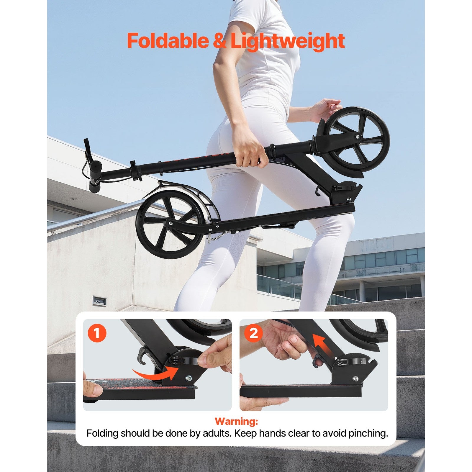 Uimoso Foldable Kick Scooter for Kids 8+, Teens, and Adults, Adjustable Design