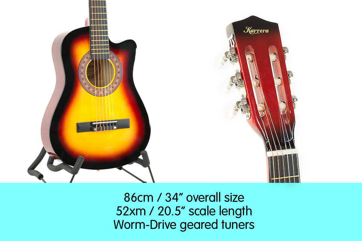 Karrera Kids Acoustic Guitar 1/2 Size Cutaway Wooden Design