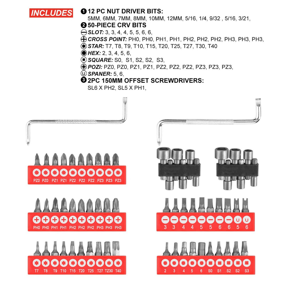 100pc Screw driver Bit Set – Non-Slip Precision with Oxford Bag