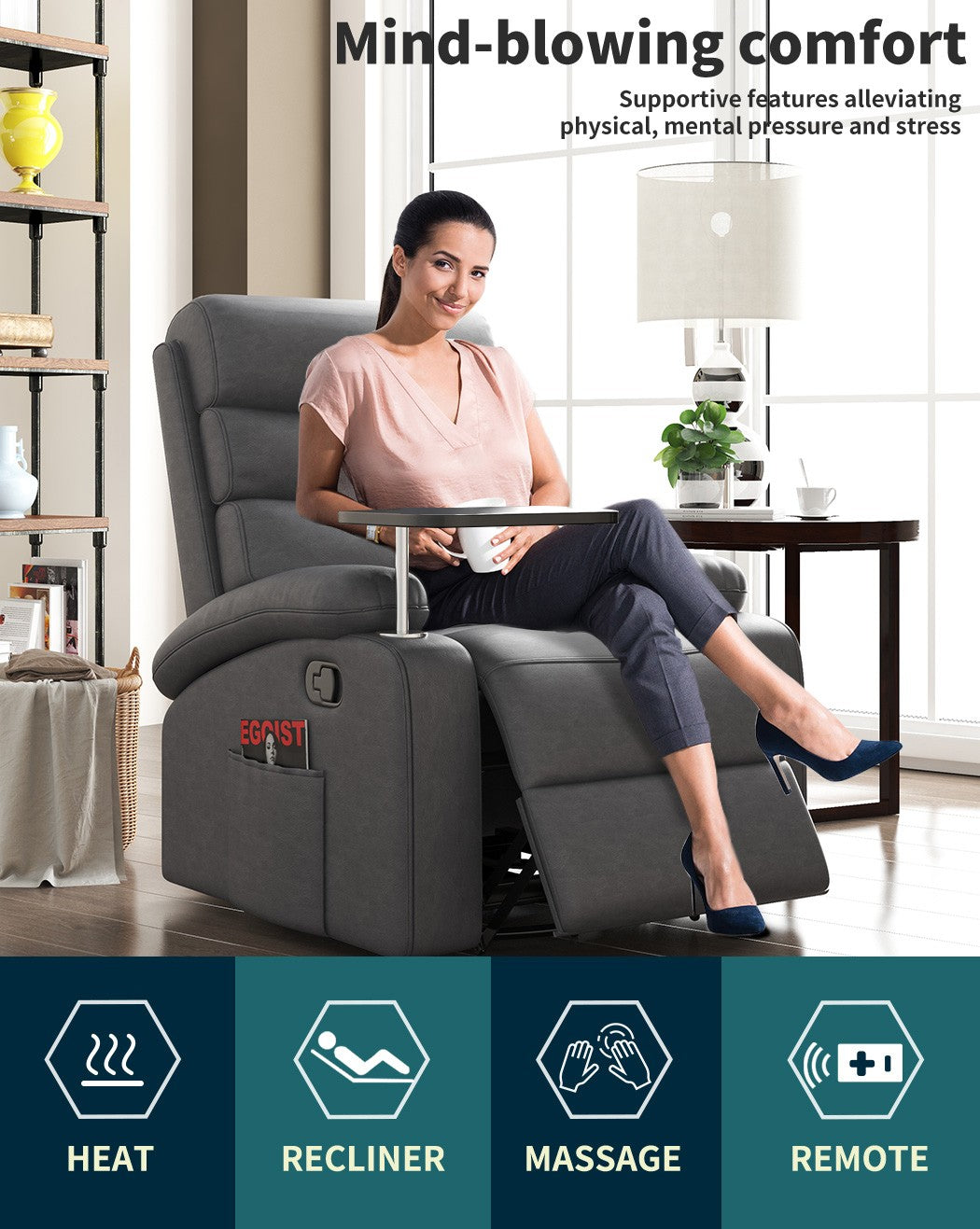 Levede Massage Recliner Chair – Heated 360° Swivel Lounge Sofa