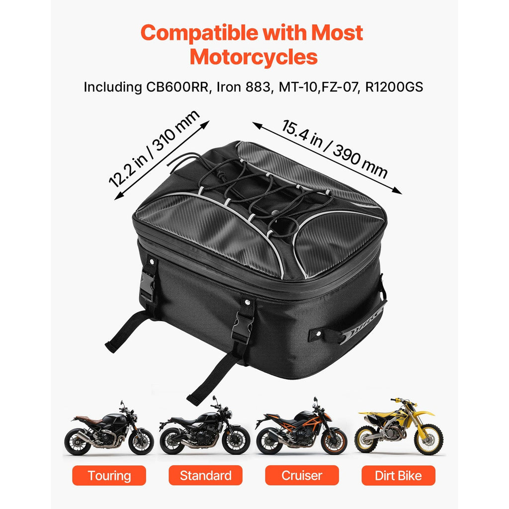 Uimoso Expandable Motorcycle Tail Bag Rear Seat Luggage Storage Backpack 22-34 L