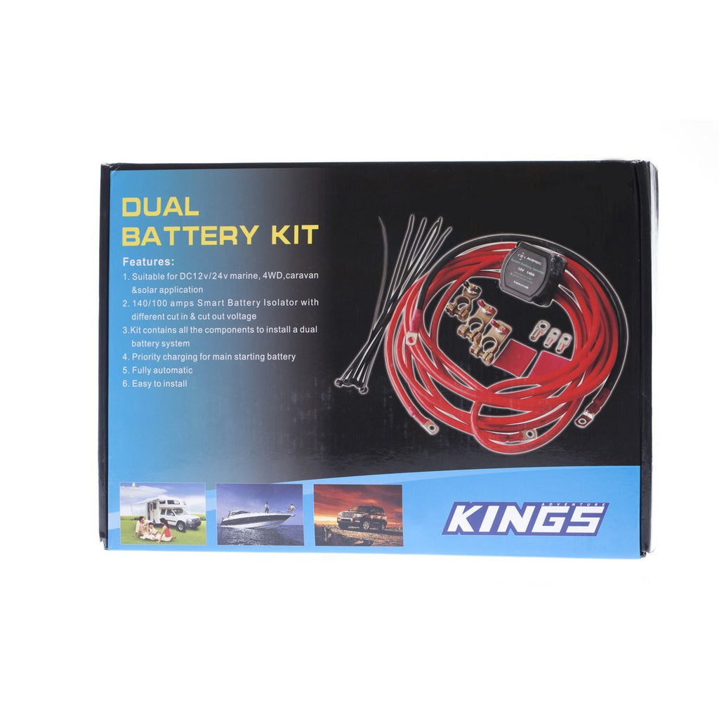 Adventure Kings 12V Dual Battery System 140A Smart Isolator Heavy Duty Cables
