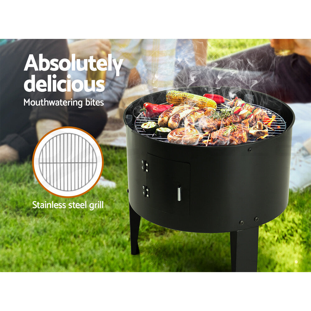3 in 1 Portable Charcoal BBQ Grill Smoker Steel Camping