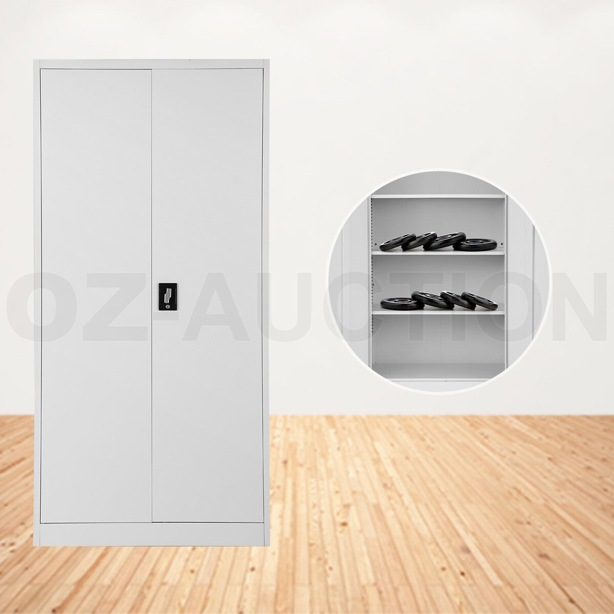 Metal Locker Steel Cupboard – Filing & Storage Cabinet 185cm GR/WH