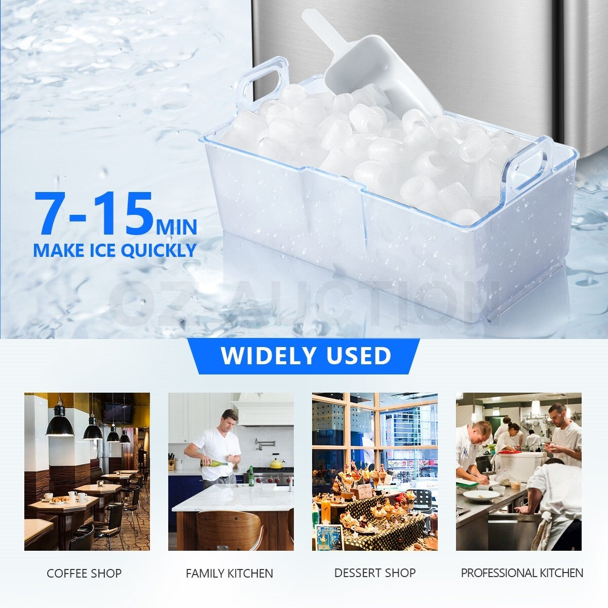 Maxkon 27KG Commercial Ice Maker – Fast Freezing Silver Machine