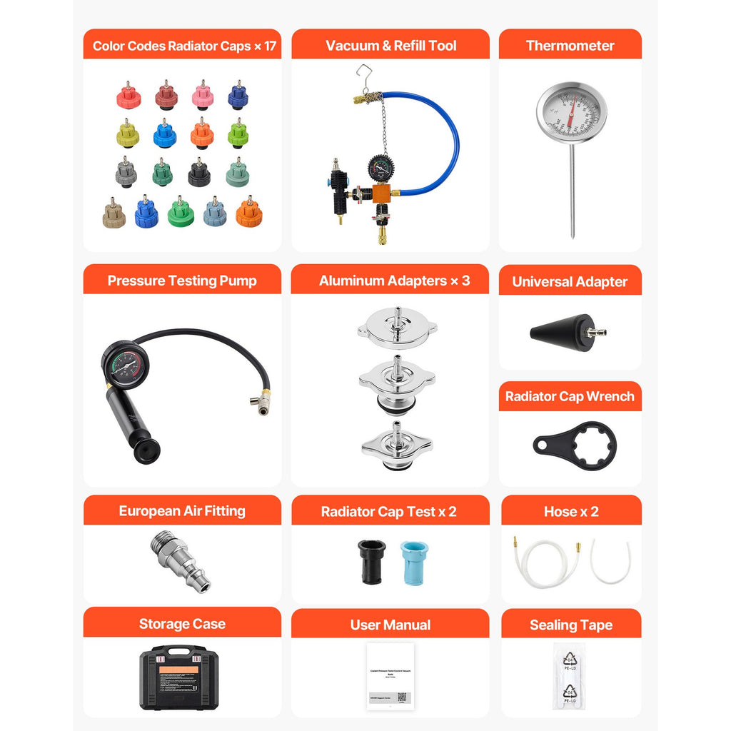 Uimoso 47-Piece Coolant Pressure Tester & Radiator Vacuum Refill Kit