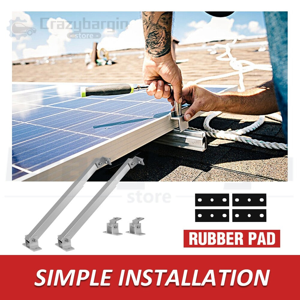 2pc Solar Panel Tilt Mount Brackets – Adjustable RV Flat Surface