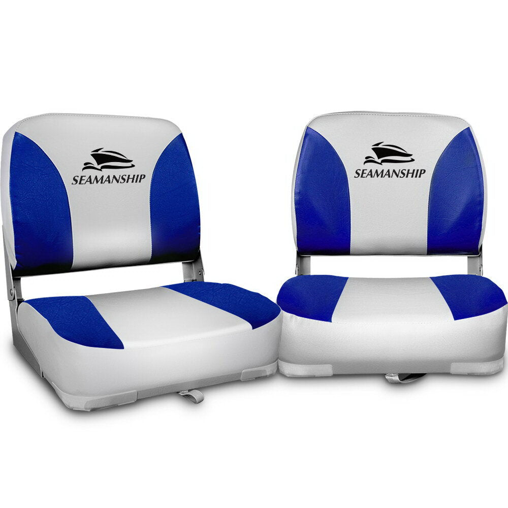 Seamanship 2X Folding Boat Seats Seat Marine Seating Set All Weather Swivels B&G