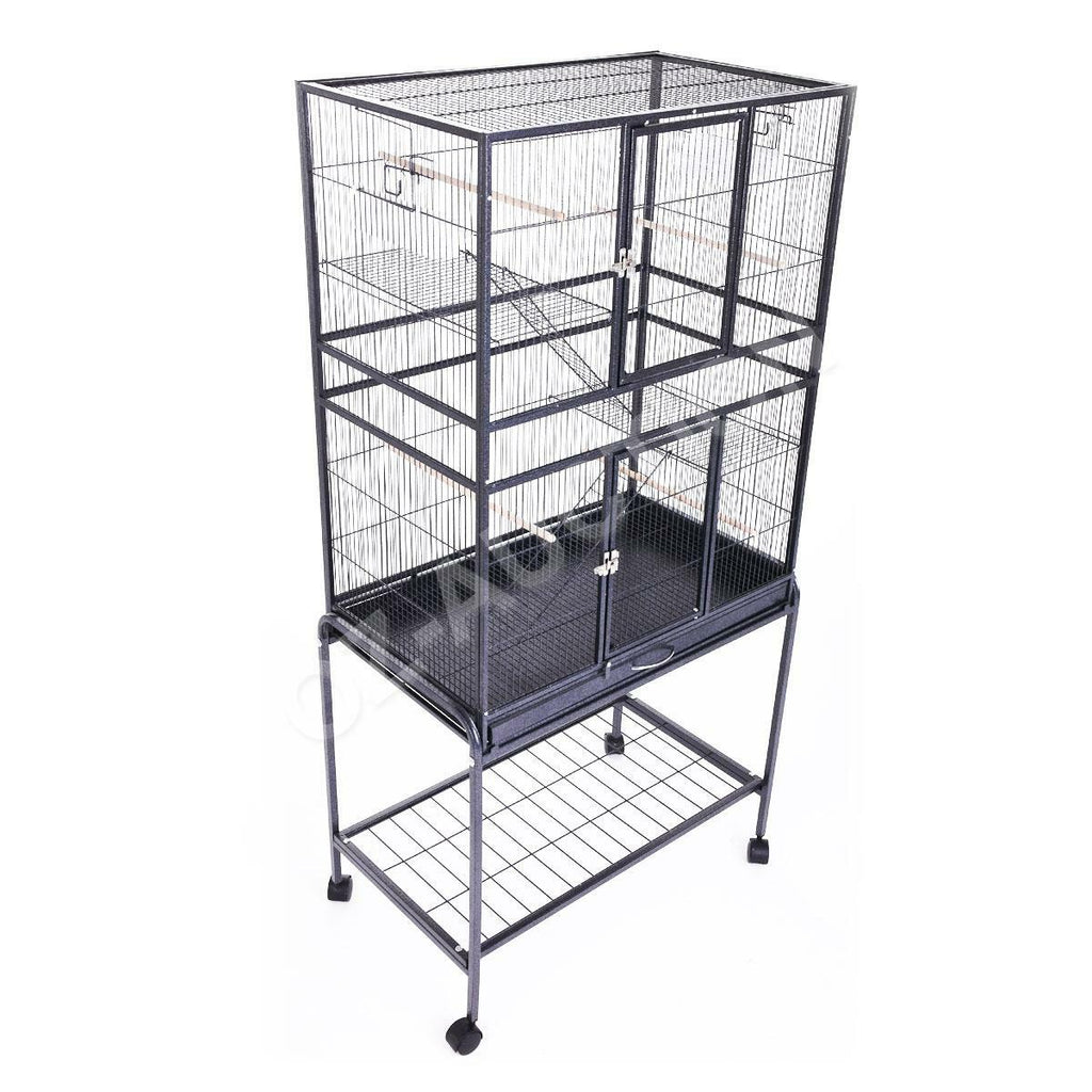 155cm Large Pet Bird Cage – Parrot Aviary with Perch & Castor Wheels