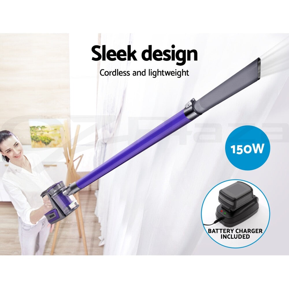 Cordless Stick Vacuum Cleaner 150W Bagless Handheld Purple