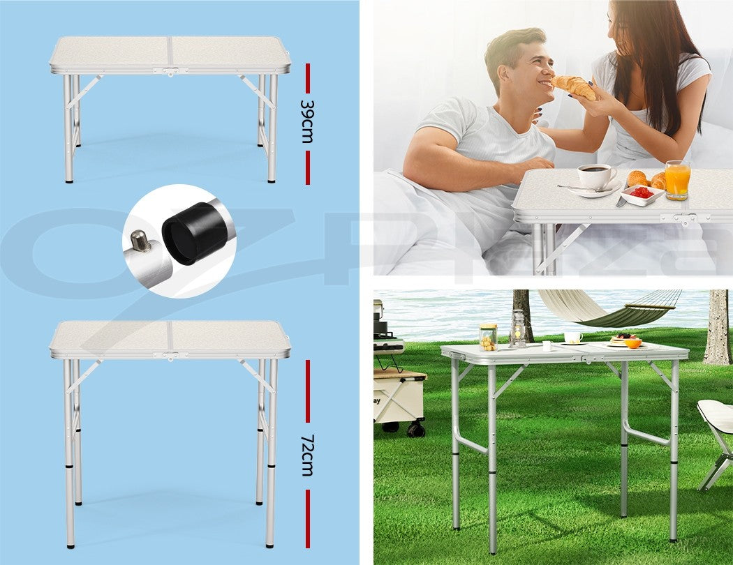 Weisshorn Folding Camping Table Adjustable Portable Picnic Outdoor BBQ Desk 90CM