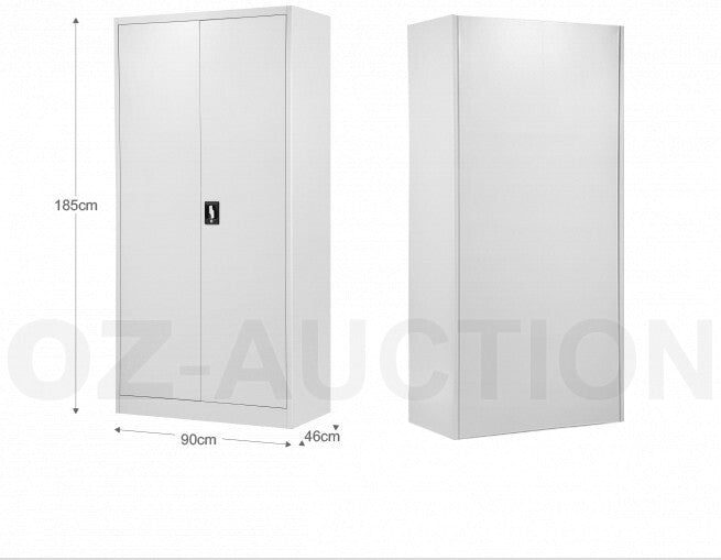 Metal Locker Steel Cupboard – Filing & Storage Cabinet 185cm GR/WH