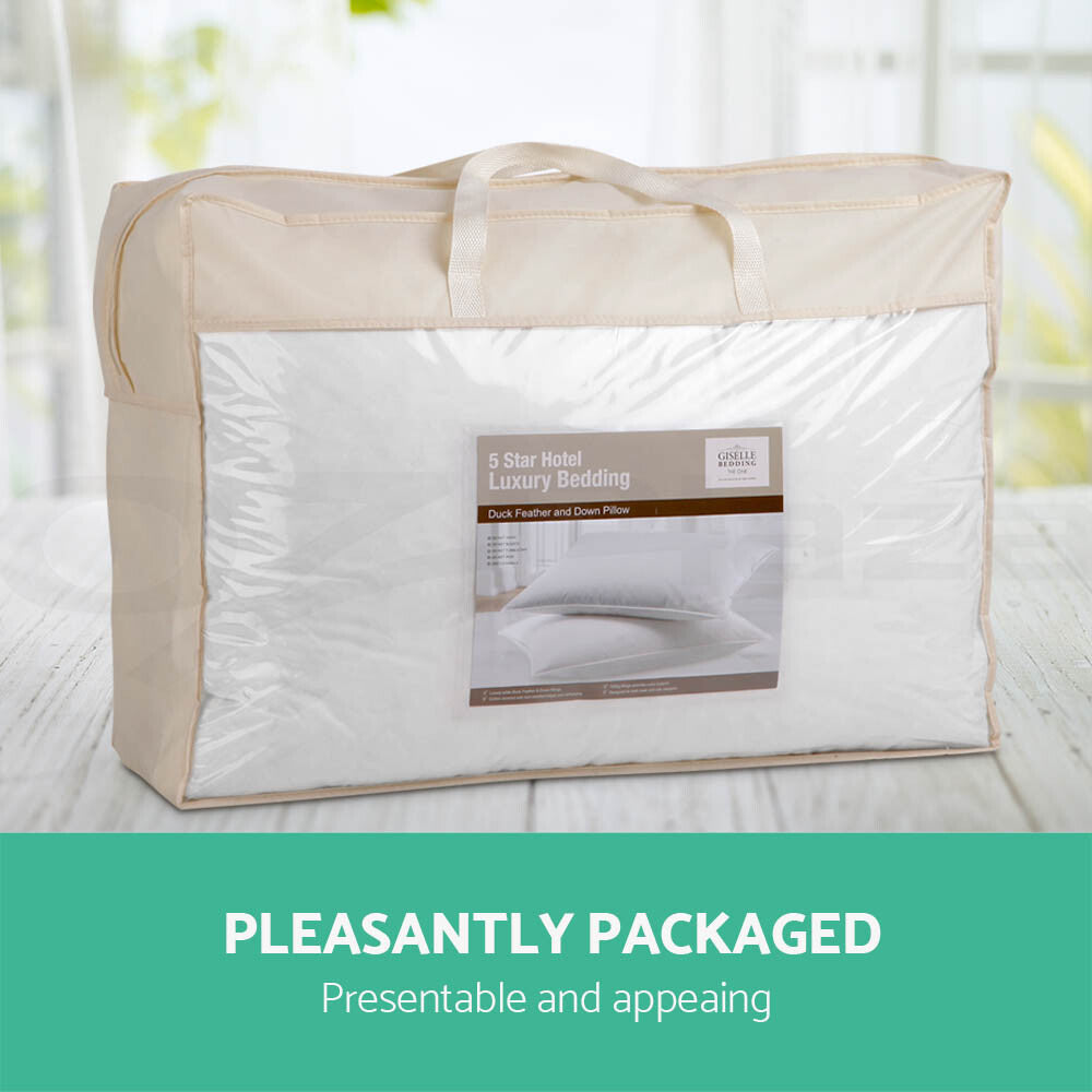 Giselle Duck Down Pillows – Twin Pack with Cotton Cover