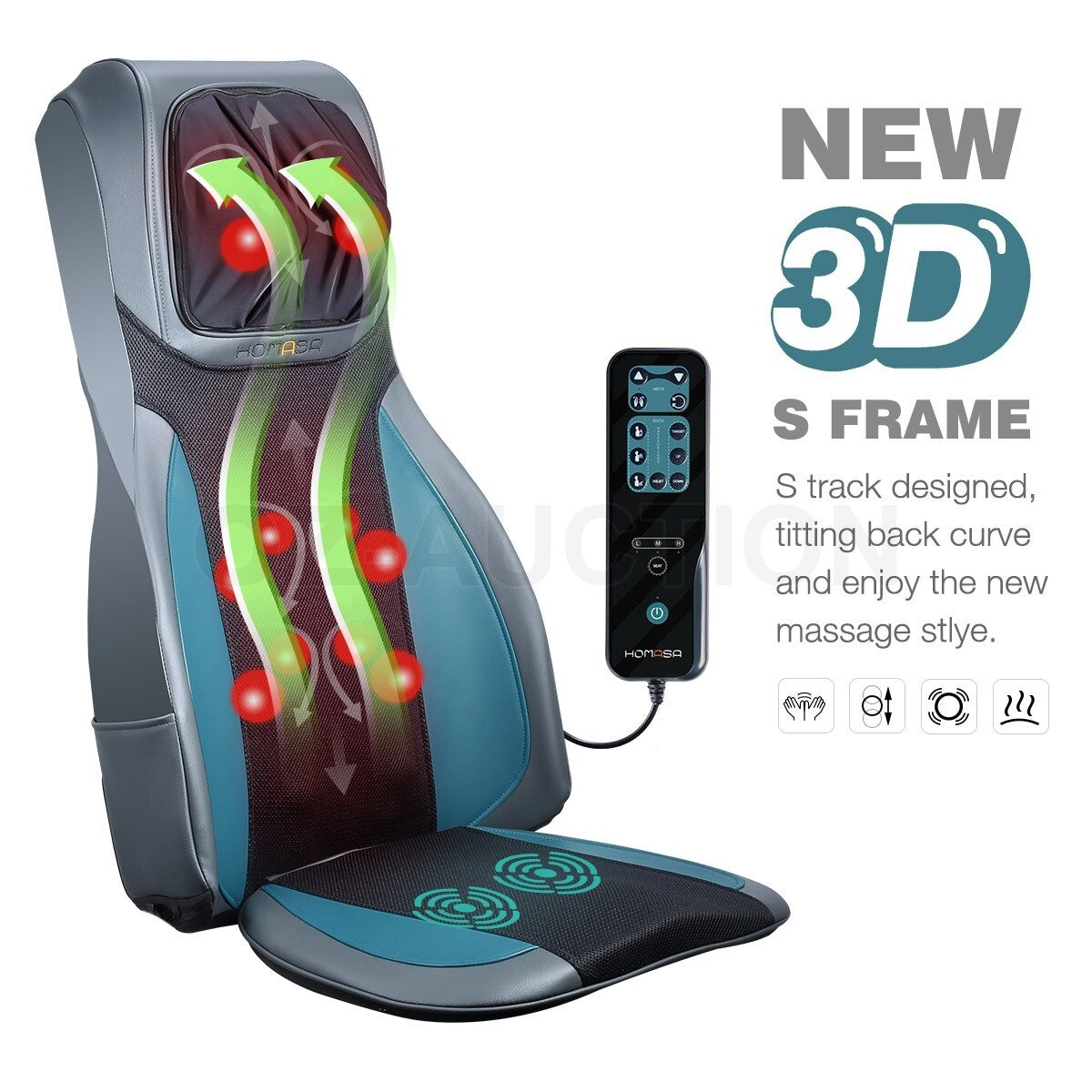 Shiatsu Massage Cushion – 12 Nodes Full Body, Neck & Back for Car/Chair