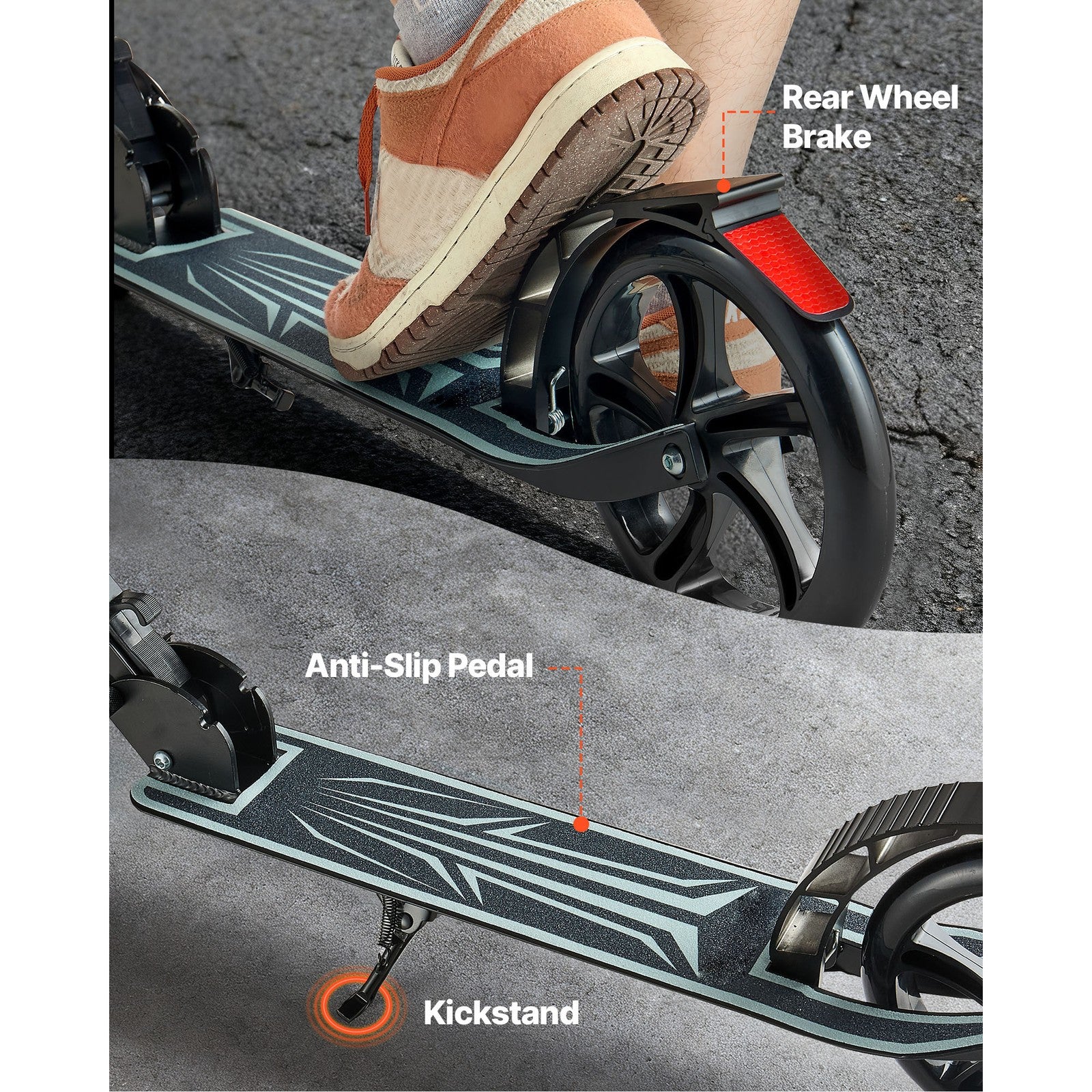 Uimoso Foldable Kick Scooter for Kids 8+, Teens, and Adults, Adjustable Height