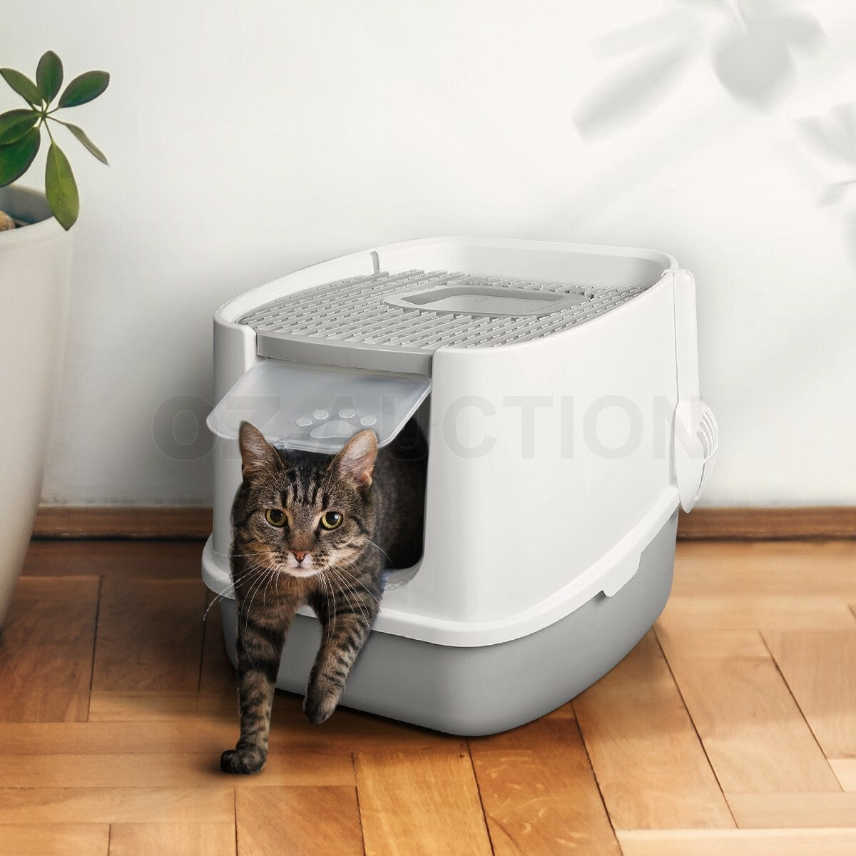 Fully Enclosed Hooded Cat Litter Box Kitty Toilet House