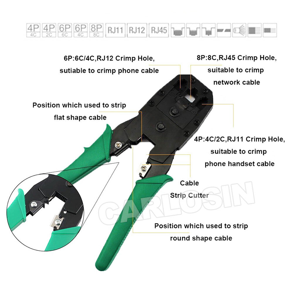 Network Cable Tool Kit LAN Crimper Wire Stripper RJ45 Cat5 Cat6