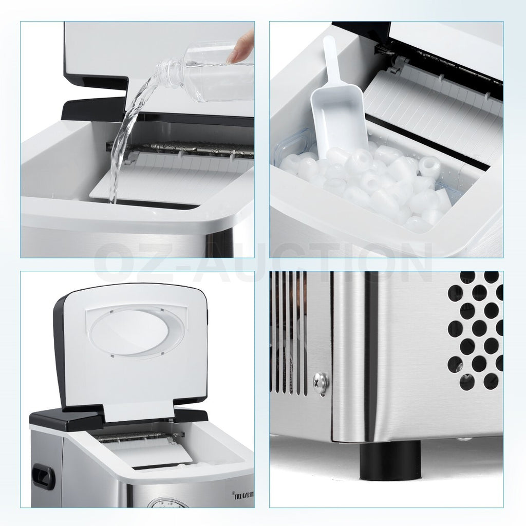 Maxkon 27KG Commercial Ice Maker – Fast Freezing Silver Machine