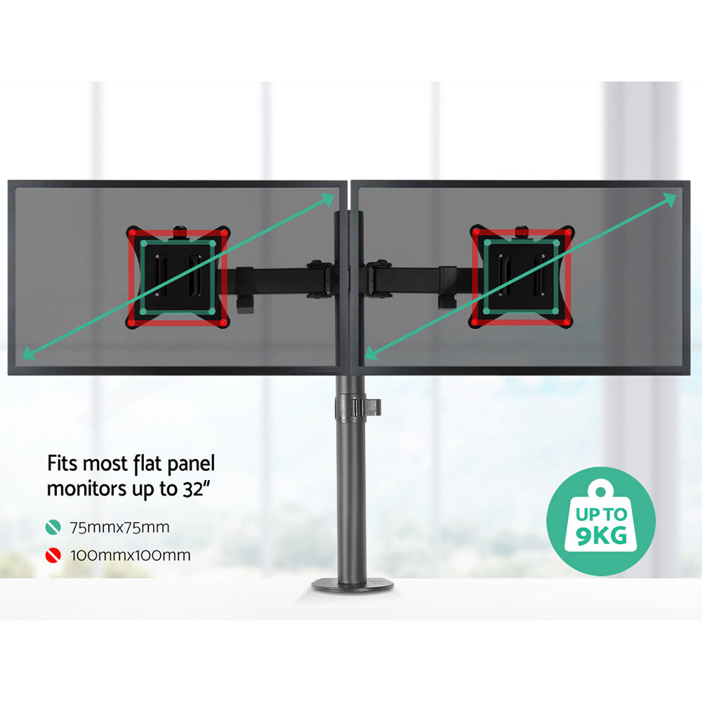 32'' Dual Monitor Desk Mount Arm Bracket Black