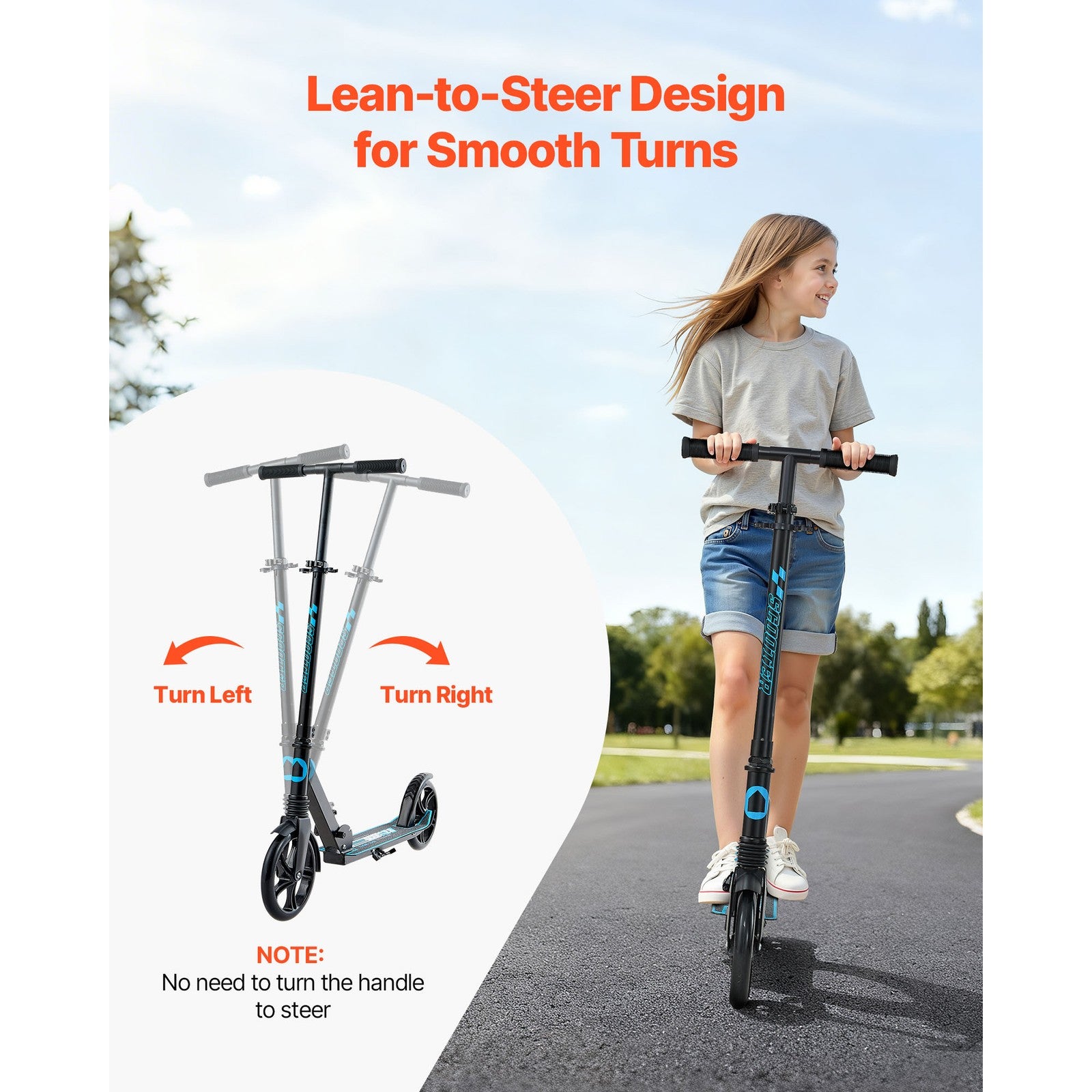 Uimoso Foldable Kick Scooter for Kids, Teens, and Adults, 99.8 kg Capacity