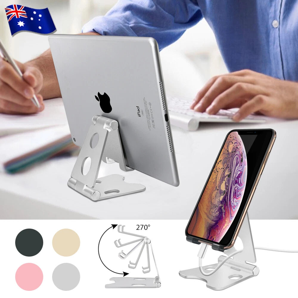 Universal Folding Aluminum Tablet Mount Holder Stand For iPad iPhone Samsung