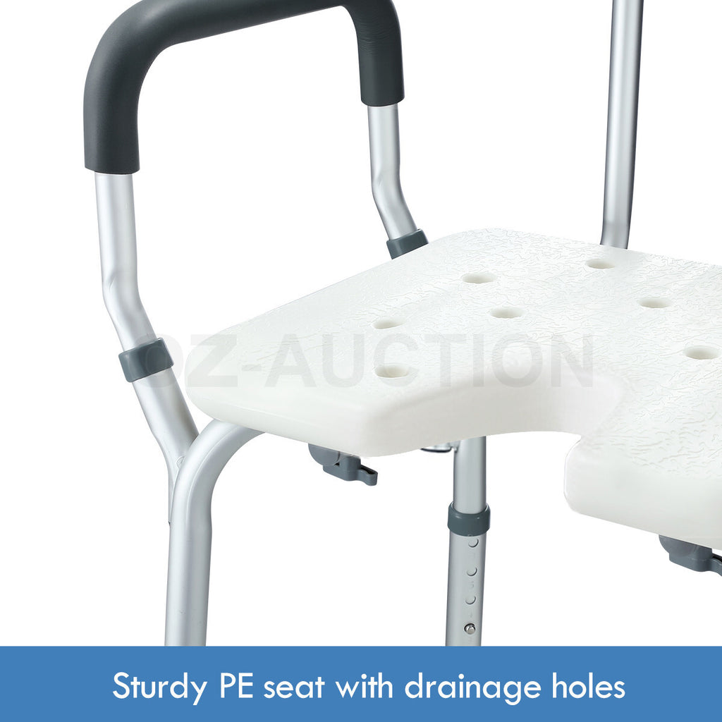 Shower Bath Chair Medical Seat Stool Safety Aid with Back Armrests