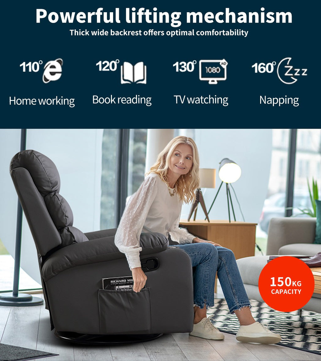Levede Massage Recliner Chair – Heated 360° Swivel Lounge Sofa