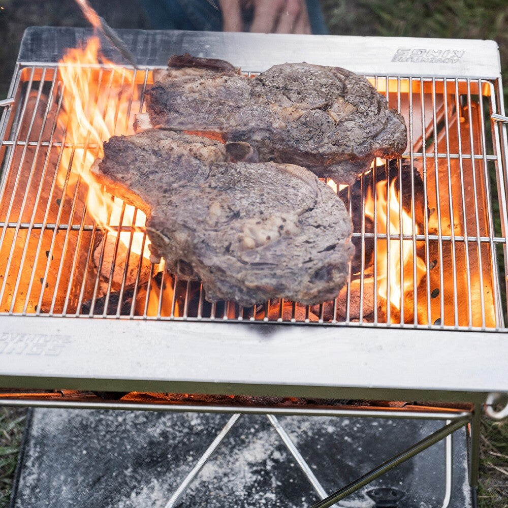 Adventure Kings Premium Stainless Steel Folding Firepit + Folding Firepit Grill