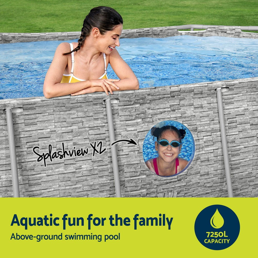 Steel Frame Above Ground Pool Filter Pump Ladder 427x250x100cm