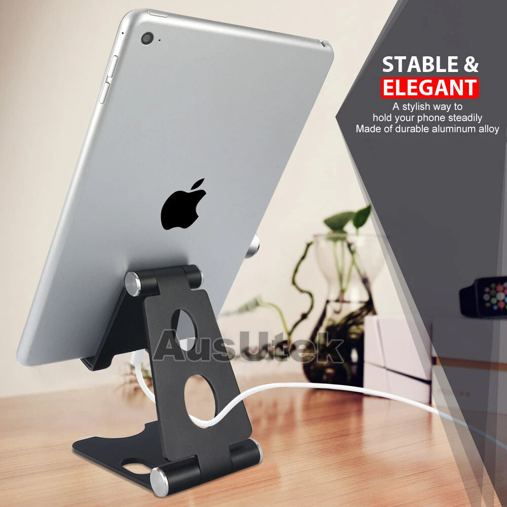 Universal Folding Aluminum Tablet Mount Holder Stand For iPad iPhone Samsung