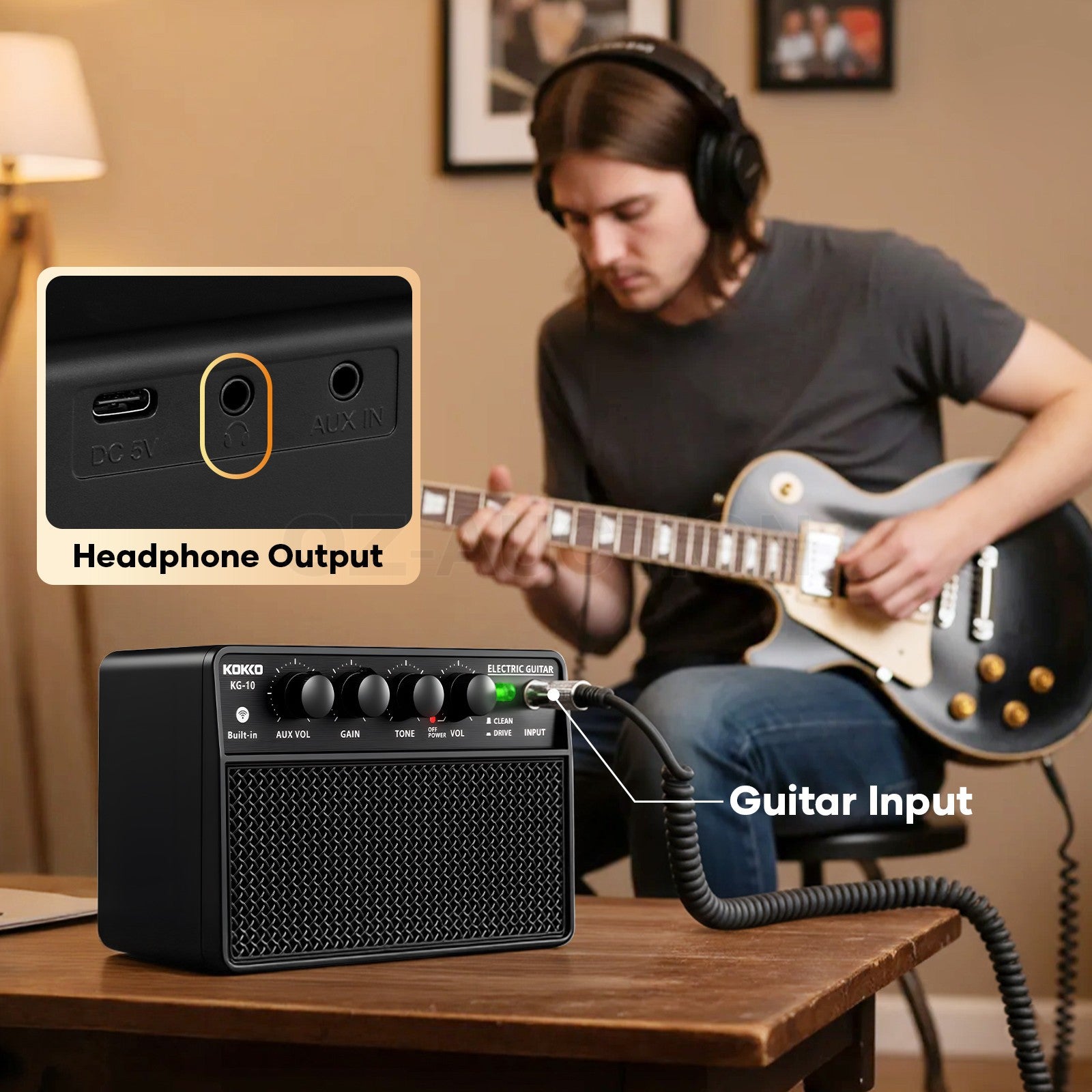 Electric Guitar Mini Amp – Bluetooth Portable 10W Practice, Clean Drive