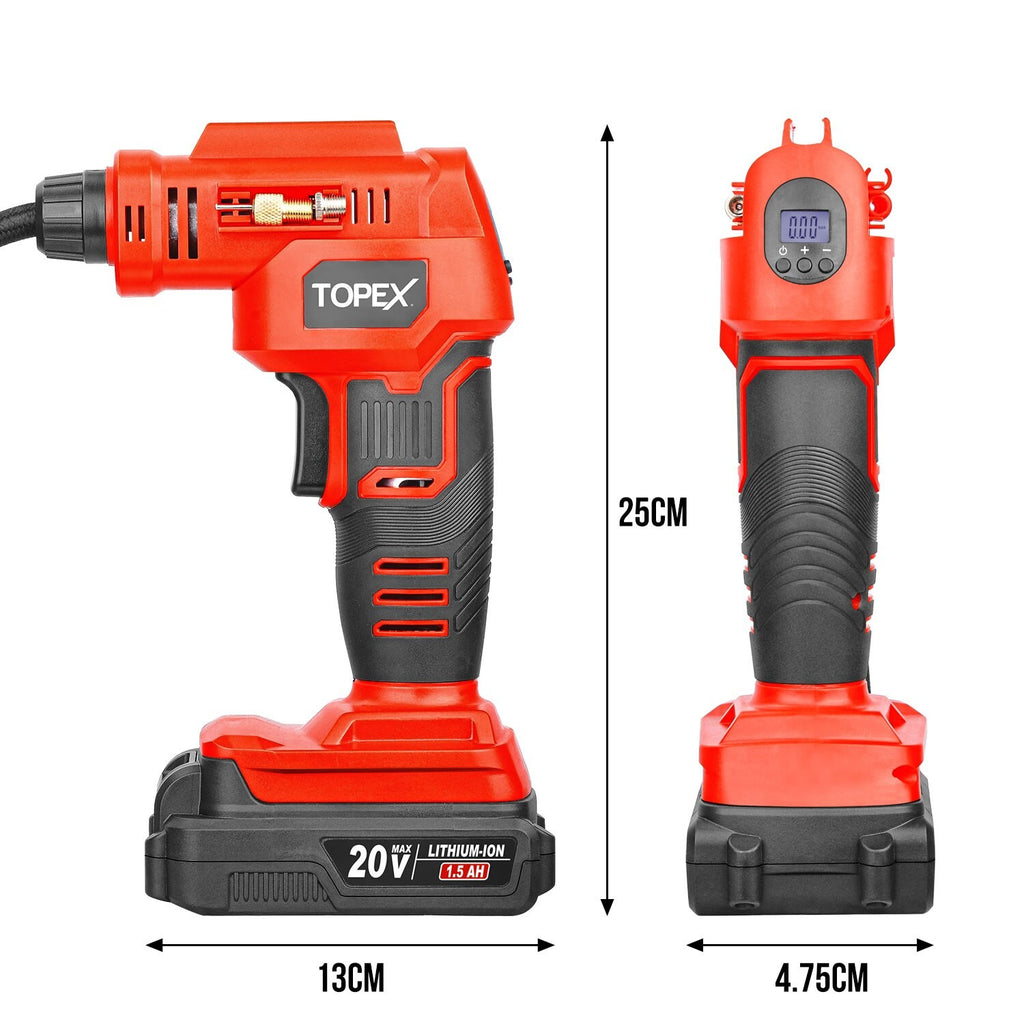 20V Cordless Car Air Compressor – Tyre Inflator with Digital Gauge & LED