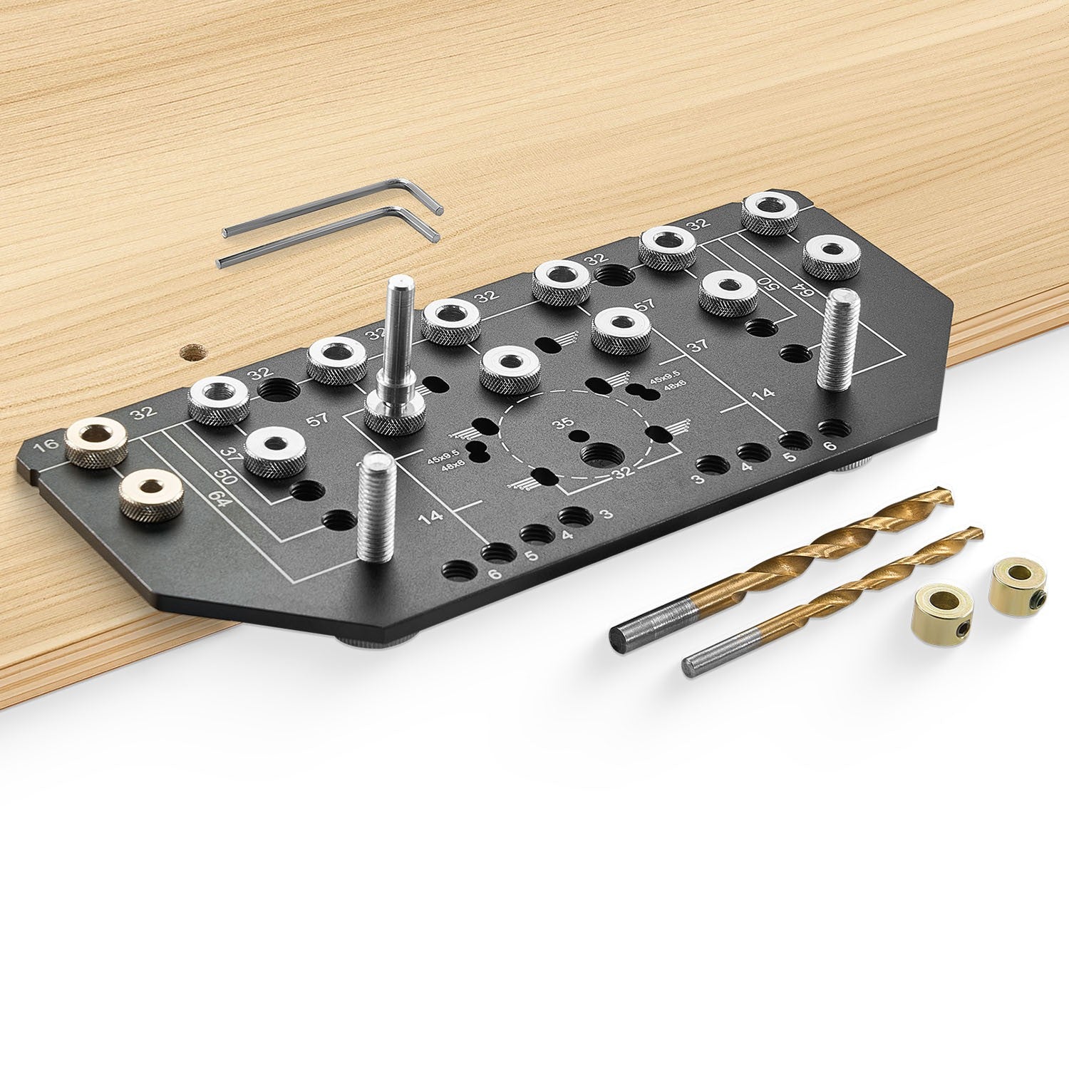 Uimoso Shelf Pin Jig and Hinge Jig 2-in-1 Aluminum Alloy Cabinet Hole Drilling