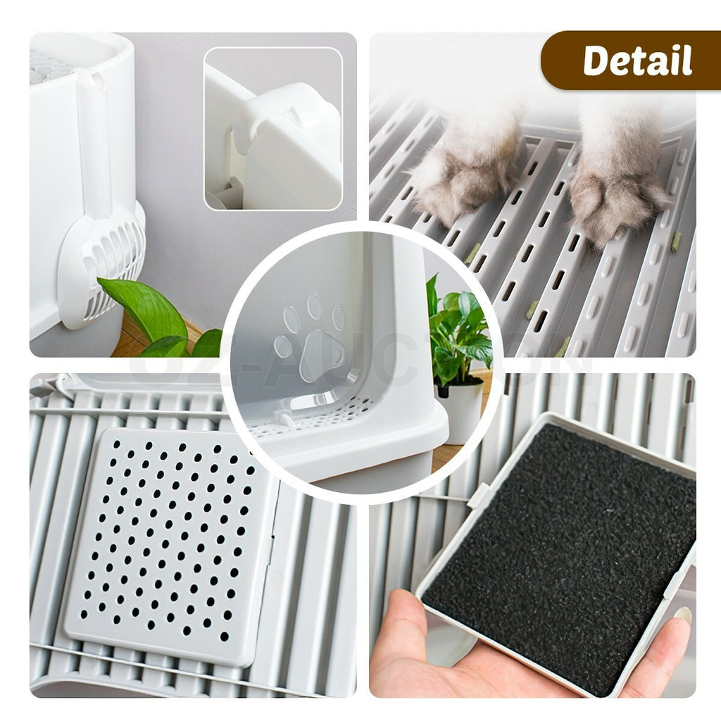 Fully Enclosed Hooded Cat Litter Box Kitty Toilet House