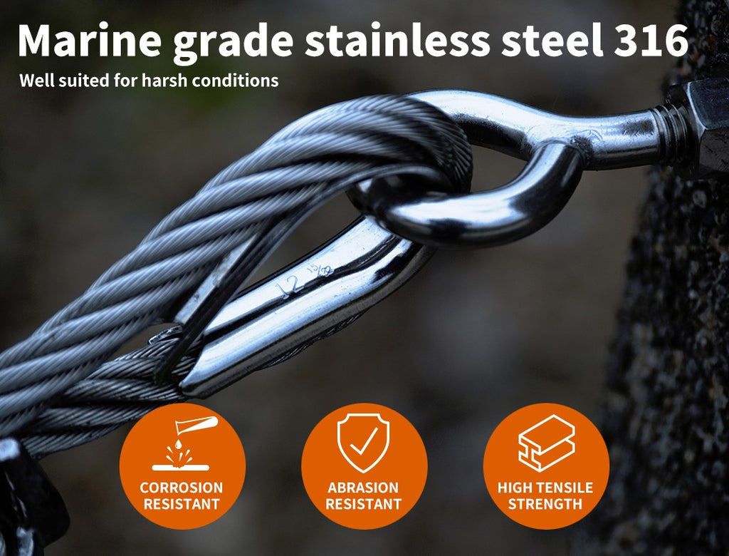 10pc Balustrade Wire Kit – Traderight Stainless Steel Rope & Eye Fork