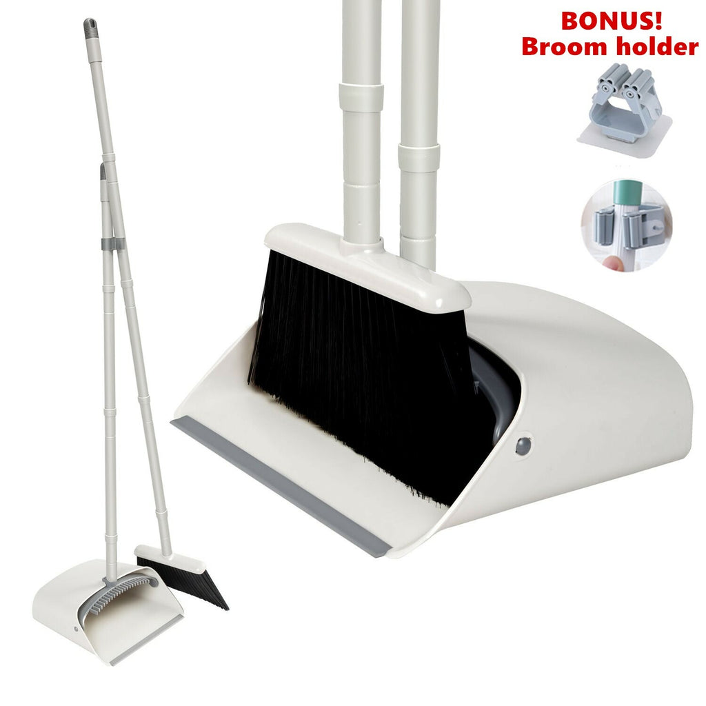 Long Handle Dustpan & Brush Set – Adjustable Broom with Holder