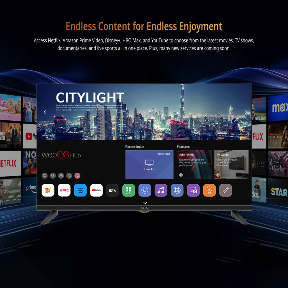 AOA 32" LED Smart TV – HD WebOS, WiFi, Bluetooth, DVB-T2