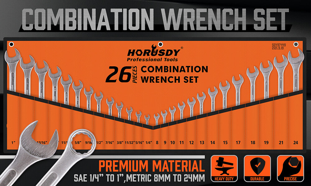 26PCS Spanner Set – Metric & SAE CRV with Carry Pouch