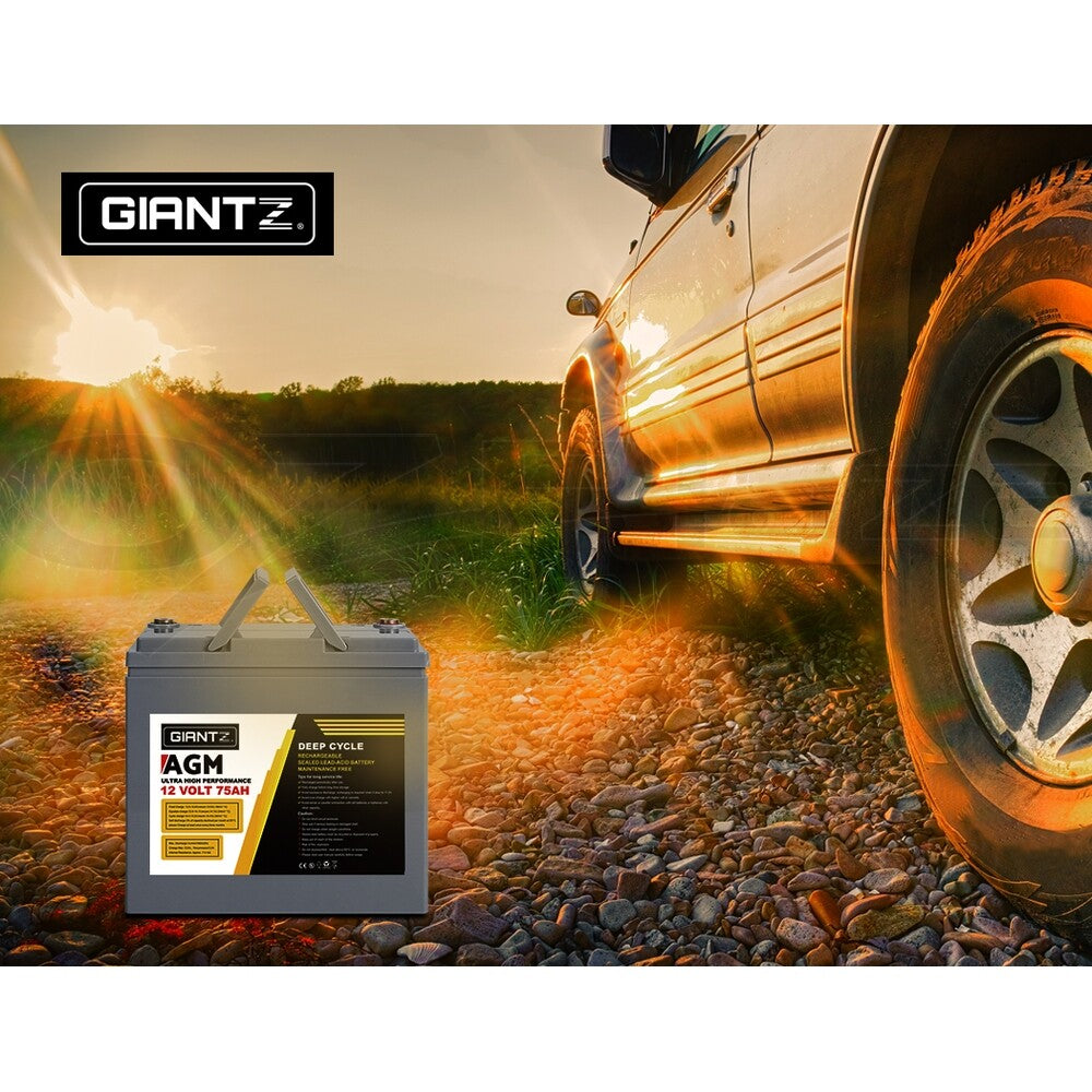 12V 75Ah AGM Deep Cycle Battery Marine Sealed Solar