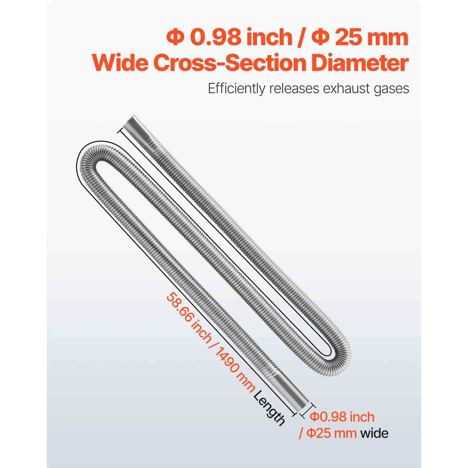 Uimoso Flexible Diesel Heater Exhaust Hose 1490mm with 2 Secure Clamps