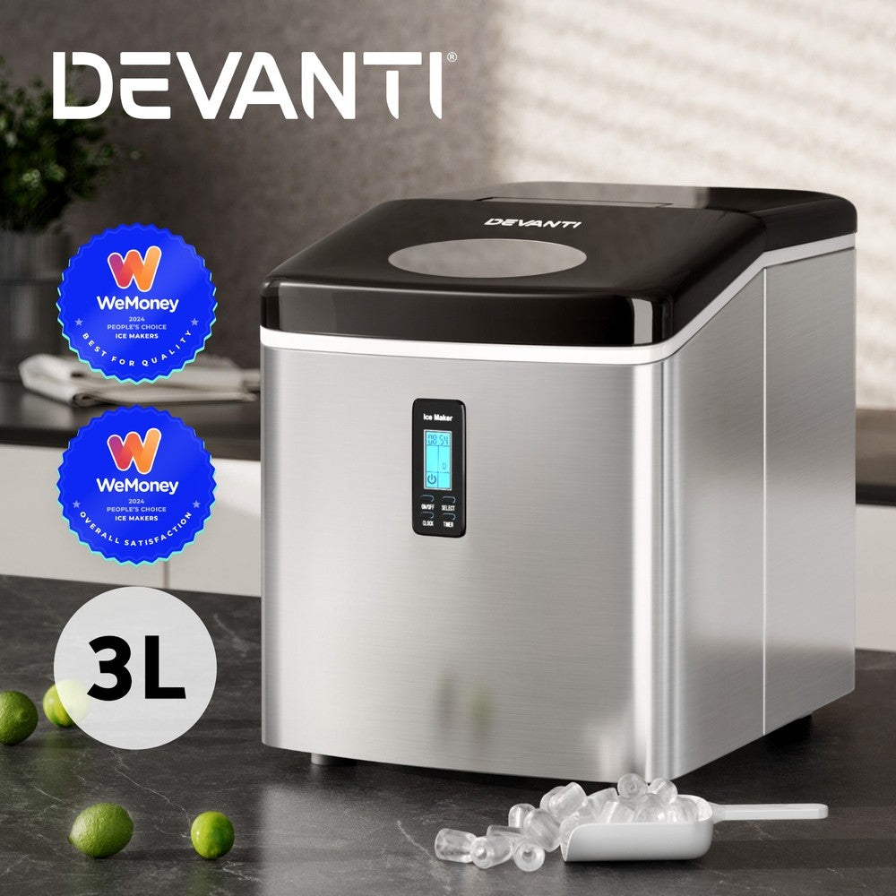 15kg Portable Ice Maker Ice Cube Machine 3L Stainless Steel