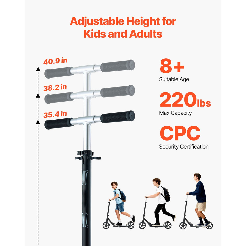 Uimoso Foldable Kick Scooter for Kids 8+, Teens, and Adults, Adjustable Height