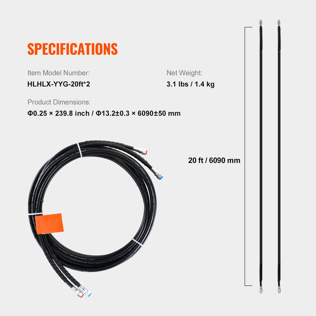 Uimoso Outboard Hose Kit 20ft Hydraulic Steering Hose for Outboard Steering Boat